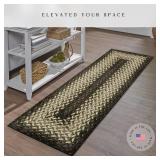 Maples Rugs Marion Bohemian Braided Design Print Runner Rug Made in USA Washable, Non Slip Indoor Long Carpet for Hallway, Kitchen, and Laundry Room, 2