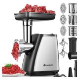 AAOBOSI Meat Grinder, 4-In-1 Meat Grinder Electric [2800W Max] with 3 Slice, Shred Blades,2 Blades,3 Plates,Sausage Stuffer,Kubbe Kit, for Home Kitchen Use, Stainless Steel