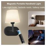 Onwecen Battery Operated Wall Sconces Set of Two, Wireless Black Wall Lights with 10000mAh RGB Rechargeable Bulb and Remote Control, Sconces Wall Decor for Bedroom Living Room 11.2 in