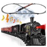 Hot Bee Train Set, Train Toys with Luxury Tracks & Glowing Passenger Cars, Metal Toy Train with Smoke, Sound and Light, Toddler Model Train Set for 3 4 5 6 7+ Years Old Boys Gifts Kids
