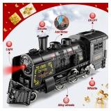 Hot Bee Train Set, Train Toys with Luxury Tracks & Glowing Passenger Cars, Metal Toy Train with Smoke, Sound and Light, Toddler Model Train Set for 3 4 5 6 7+ Years Old Boys Gifts Kids