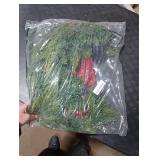 HipTree 30 Inch Christmas Wreaths for Front Door with Lights,Lighted Cedar Door Wreath,Prelit Real Touch Artificial Green Winter Wreath with Large Burgundy Velvet Bow for Indoor Outdoor Decor