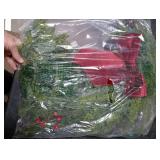 HipTree 30 Inch Christmas Wreaths for Front Door with Lights,Lighted Cedar Door Wreath,Prelit Real Touch Artificial Green Winter Wreath with Large Burgundy Velvet Bow for Indoor Outdoor Decor