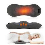 FAMKCY 3-in-1 Electric Lumbar Support Pillow for Bed and Chair, Smooth Spine Triple Fusion Back Massager with Heated, Vibration and Traction for Lower Back Pain Relief and Spine Support