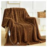 Eastsora Reversible Heated Blanket 90x100in  Brown