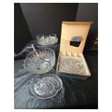 Cut Glass Punch Bowl with Ladel, 8 Tea Cup and Snack Plate Sets