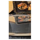 Crown Crest Sheffield Stainless Steel Knife Set with Display Case, Sheffield, England.  Vintage Tray, Bamboo Tray and NIB Chrome Tray with Wood Handles