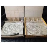 2 - Federal Glass Homestead Snack Sets with Leaf Pattern