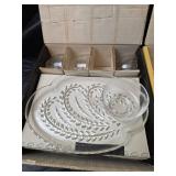 2 - Federal Glass Homestead Snack Sets with Leaf Pattern
