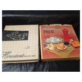 2 - Federal Glass Homestead Snack Sets with Leaf Pattern