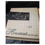 2 - Federal Glass Homestead Snack Sets with Leaf Pattern