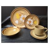 Hearthside Floral Dinnerware Set, 42 Piece,    Handpainted, Ovenproof Stoneware