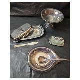 Chrome Lazy Susan with Glass Inserts,  Butter Dish with Glass Insert, Mini Salt and Pepper Shakers and More