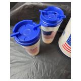NIB American Flag Travel Mug Set
