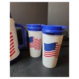 NIB American Flag Travel Mug Set