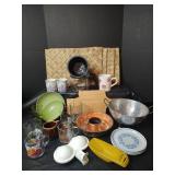 Assorted Kitchen Collection - Jello Mold, Stainless Steel Strainer, Cheese Cutting Board, Placemats and More