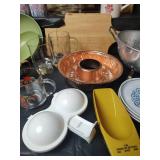 Assorted Kitchen Collection - Jello Mold, Stainless Steel Strainer, Cheese Cutting Board, Placemats and More
