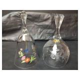 Enesco Lead Crystal Glass Bell - Made In Germany and Clear Glass Bell with Flowers