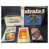Vintage 1970s-80s Board Game Collection - Strata 5, Password, Match 4, More
