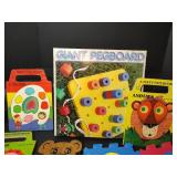 Vintage Tuffy Tote Book Set, Giant Pegboard, Soft Foam Floor Puzzle and More