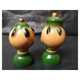 Vintage 1950s Japanese Kokeshi Salt and Pepper Shakers, Handpainted