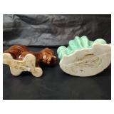 Mid Century Ceramic Planters - Porcelain Donkey and Cactus