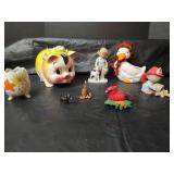 Assorted Decorative Lot-Ceramic Piggy Bank, Figurines and More