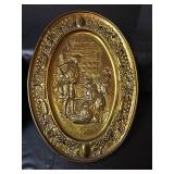 Embossed Metal Colonial Scene Wall Plates - Set of 2, 11 wide x 15 tall