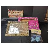 Home Decor Collection - NIB Bathroom Vanity Mirror Tray, NIB Welcome Wood Blocks and NIP Heart Garland