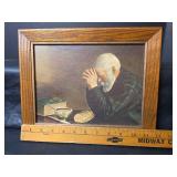 Daily Bread Print with Oak Frame, Woven Basket with Fabric Liner and Small Decorative Basket