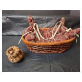 Daily Bread Print with Oak Frame, Woven Basket with Fabric Liner and Small Decorative Basket