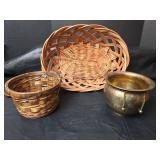 Decorative Basket and Brass Pot Collection
