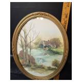 Set of 3 Oval Framed Countryside Landscape Prints