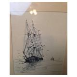 VTG 1930s Pen and Ink Collection of Maritime and Rural Prints