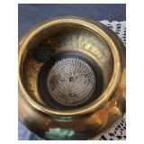 Ucagco Japanese Figurine with Burnes Photo Frame with Brass Flower Bowl and Doiley