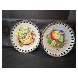 Shufu China Hand Painted Decorative Plate, Porcelain Handpainted Fruit Decor Plates Made in Japan and Colorado Souvenir Plate