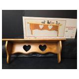 Sweetheart Wood Wall Shelf with Heart Cutouts 17.5 wide x 7 tall x 4 deep,  Mirror  with Wood Frame 23 wide x 13.5 tall