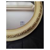Vintage 17 x 14 Oval Mirror with Floral Coverlets