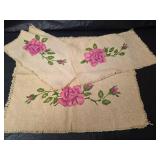 Vintage 17 x 14 Oval Mirror with Floral Coverlets