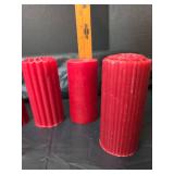 Red Ribbed Pillar Candles Set of 6