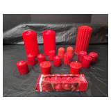 Red Decorative Candle Collection, Different Sizes