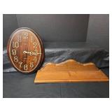 Verichron Quartz Wooden Wall Clock and Wood Shelf