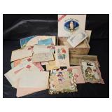 Vintage 1920s Valentine Cards and School Documents Collection, Letters and More