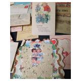 Vintage 1920s Valentine Cards and School Documents Collection, Letters and More