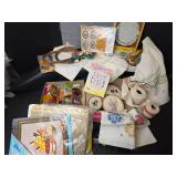 Assorted Craft Lot - Needlework, Candlewicking and More