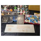 Large Thread Collection, Pins, Plastic Sewing Box and More