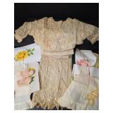 Victorian Era Dress and Baby Clothes with Accessories and Handpainted Floral Fabrics
