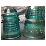 Vintage Glass Insulators Collection- Aqua Blue and Clear Glass