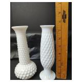 White Milk Glass Bud Vases Set of 4