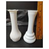 White Milk Glass Bud Vases Set of 4